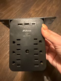 Mifaso Power Strip Surge Protector 6 AC Outlets 3 USB Ports Desk Mount Black
