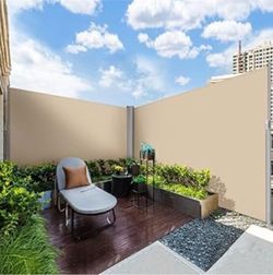 NEW - Yaheetech Retractable Patio Privacy Side Screen Awning - Beige (236” x 71”)