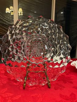 Large 19” Fostoria cube  Serving Plate, torte platter