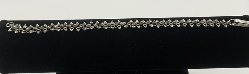 Antique Filigree Tribal Indian 7 Inch Sterling Silver Bracelet