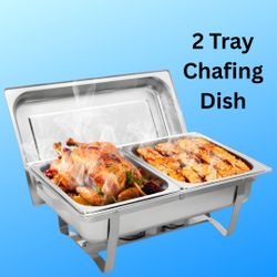 New, 2 Tray Chafing Dish Buffet – Stainless Steel, 10 Quart Capacity