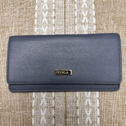 Furla Saffiano Leather Long Wallet Light Blue