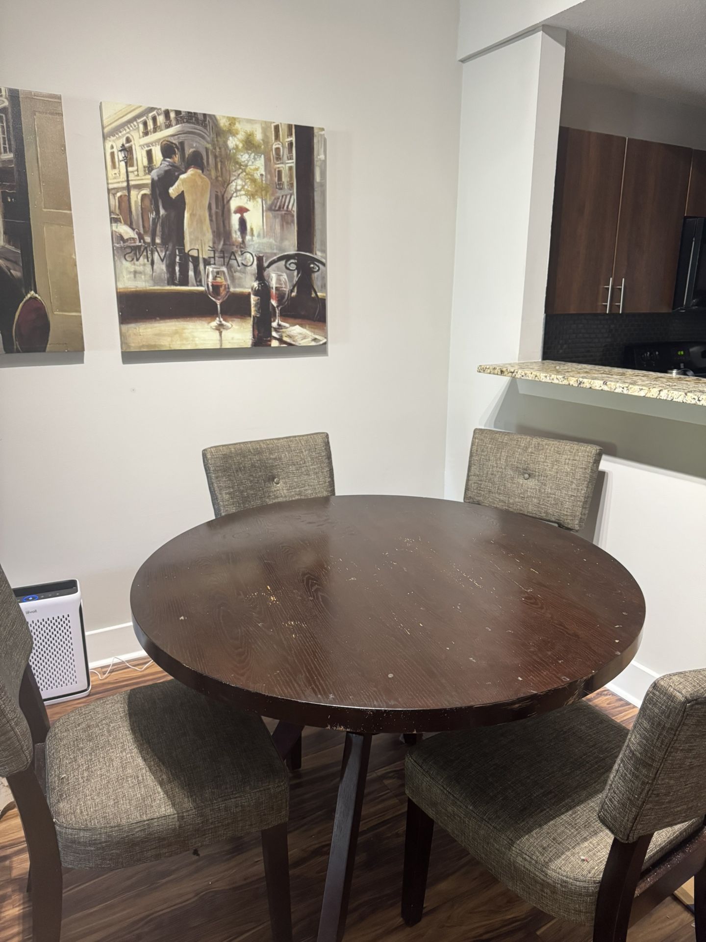 Round Wooden Dining Table With 4 Chairs 