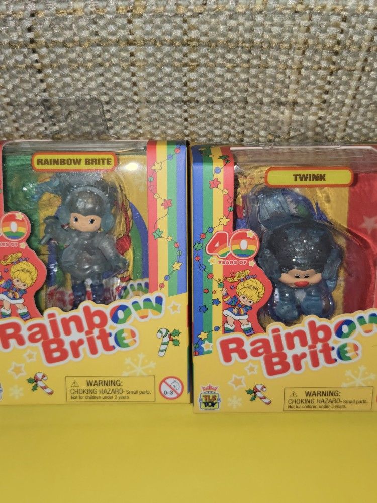 Rainbow Brite Twink & Rainbow Brite CHASE GLITTERY Mini Collectible Figure Combo Set