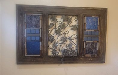 Rustic wood Metal Framed Tiled Art wall decoration