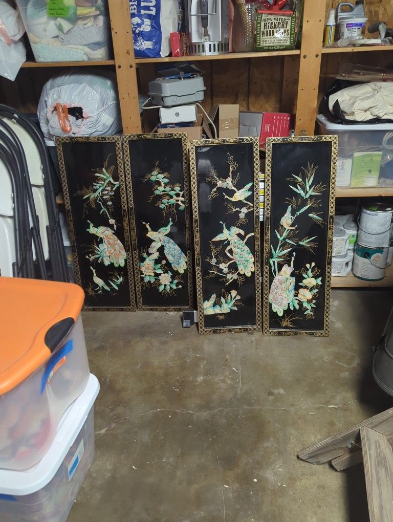 Vintage Oriental lacquer panels