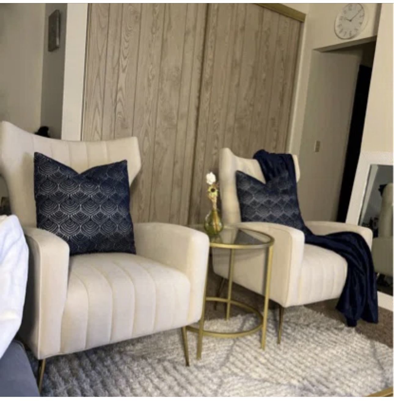 Velvet Wingback Chair - 1