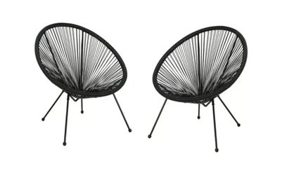 Outdoor Wicker Basket Chairs Set Of 2 Rattan Patio Lounge Chairs