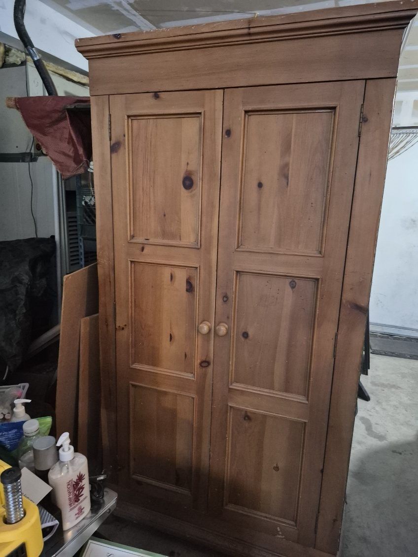Rustic Solid Wood Armoire / Entertainment Center