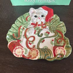 FITZ & Floyd Kitty Kringle  Hand Painted Canapé Plate