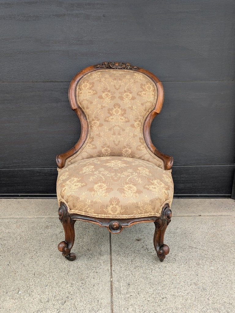 Antique Victorian Chair On Wheels Vintage