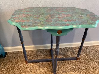 Scalloped Accent Table with Italian Paper Decoupaged Top