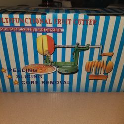 NEW IN BOX MULTIFUNCTIONAL FRUIT CUTTER PEELING SLICING CORE REMOVAL.  PICK UP MIDDLEBORO ONLY FINAL SALE 