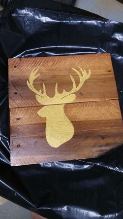 Deer head reclaimed wood sign