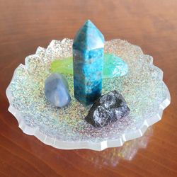 Sparkly iridescent glitter small crystal resin bowl / jewelry dish handmade new 