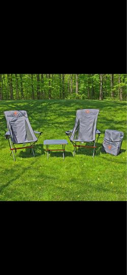 NEW Gray Terraform 3 Piece Lightweight Camp Chair Set (Includes 2 Chairs and 1 Table)
