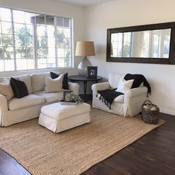 Slipcovered Sofa, Chair And Ottoman 