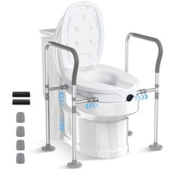 Raised Toilet Seat with Handles,Elevated Toilet Seat Riser for Seniors,Toilet Lift Seat Riser 