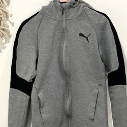 Puma Evostripe FullZip Hoodie Mens Grey Casual Outerwear (contact info removed)0