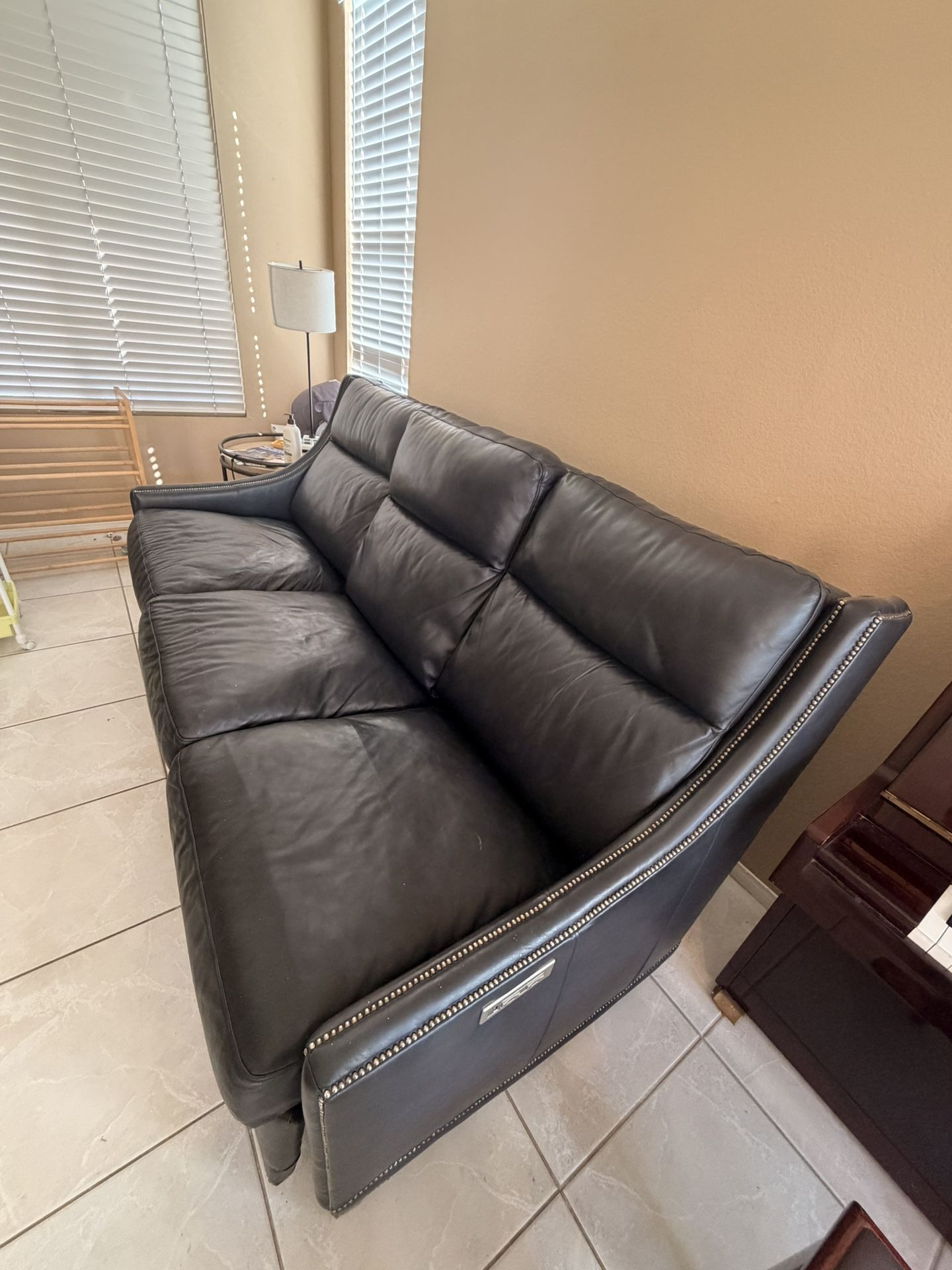 Genuine Leather Power Reclining Sofa Set β Like New