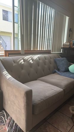 Gray Tufted Velvet Sofa -FREE