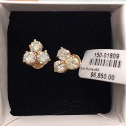 1.62Ctw Diamond Trio 18K Rose Gold Stud Earrings $1700