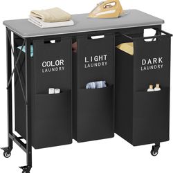 3 Section Laundry Sorter with Ironing Board