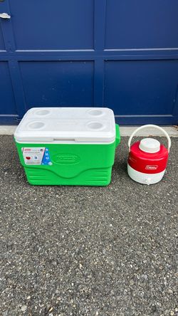 Coleman 36 qt cooler and 1 gallon drink/water dispenser