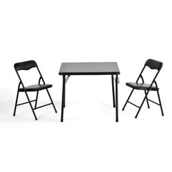 Homy Casa PAGE BLACK 1+2 24" x 24" Table and Chair Set for Kids, Multi-Purpose Use