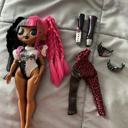 Lol Doll  Pink-black Braids Comes With Extra Outfit And what The Doll Has On 