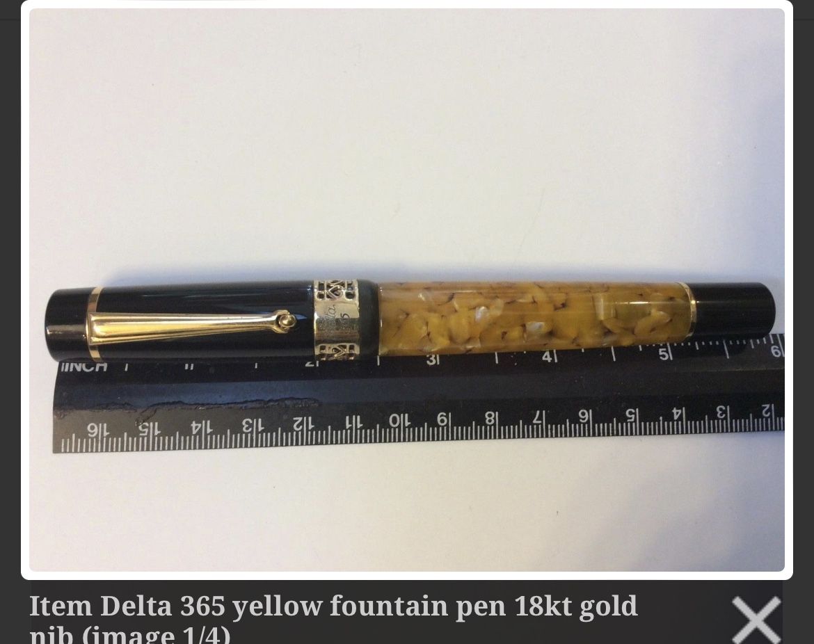 DELTA 365 YELLOW FOUNTAIN PEN 18KT GOLD 