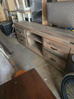Rustic Wood TV Stand with DrawersHeavywood TV console.