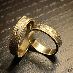 Italian White And Yellow Gold Wedding Rings Set From Italy (was $700) Size 4.5/7.5