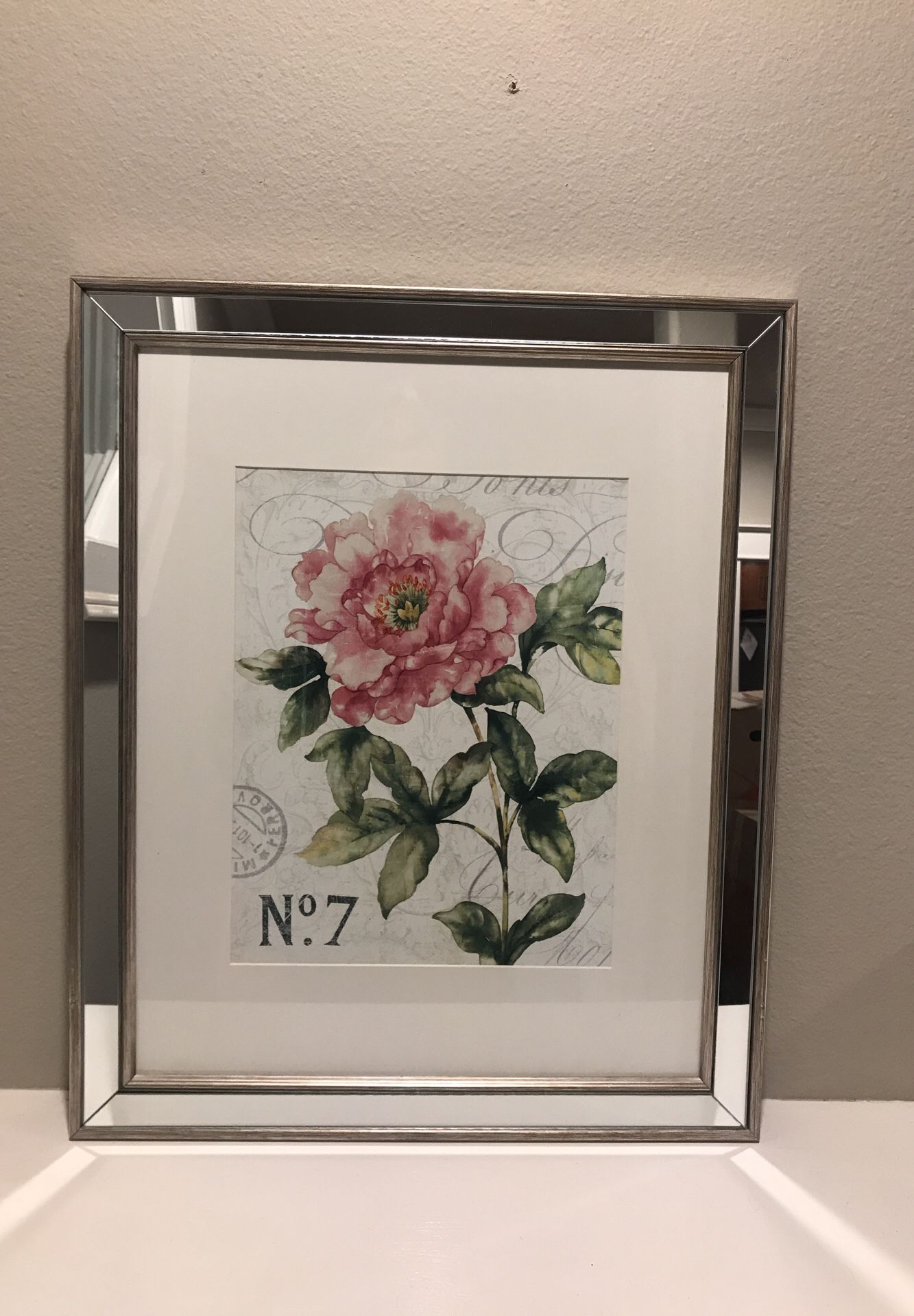 Mirrored Frame Flower Picture Art