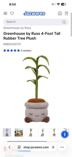 Greenhouse by Russ 4-Foot Tall Rubber Tree Plush