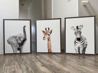 Safari Animal Canvas Wall Art Set of 3