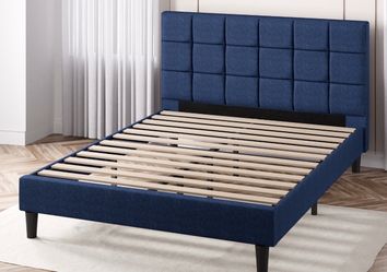 Queen Bed Frame - excellent condition like new- Navy Blue