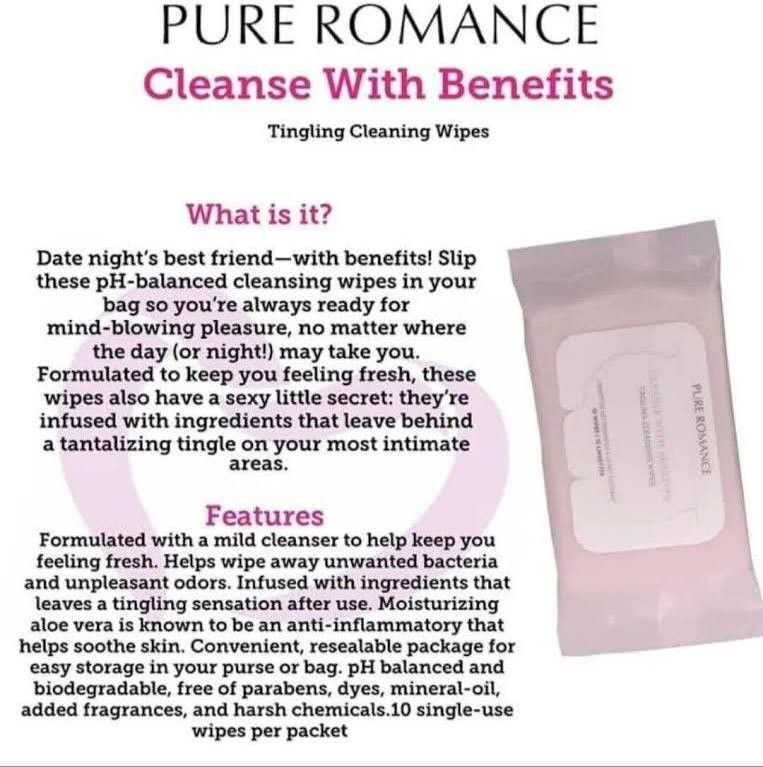 Pure Romance Cleanse with Benefits wipes 