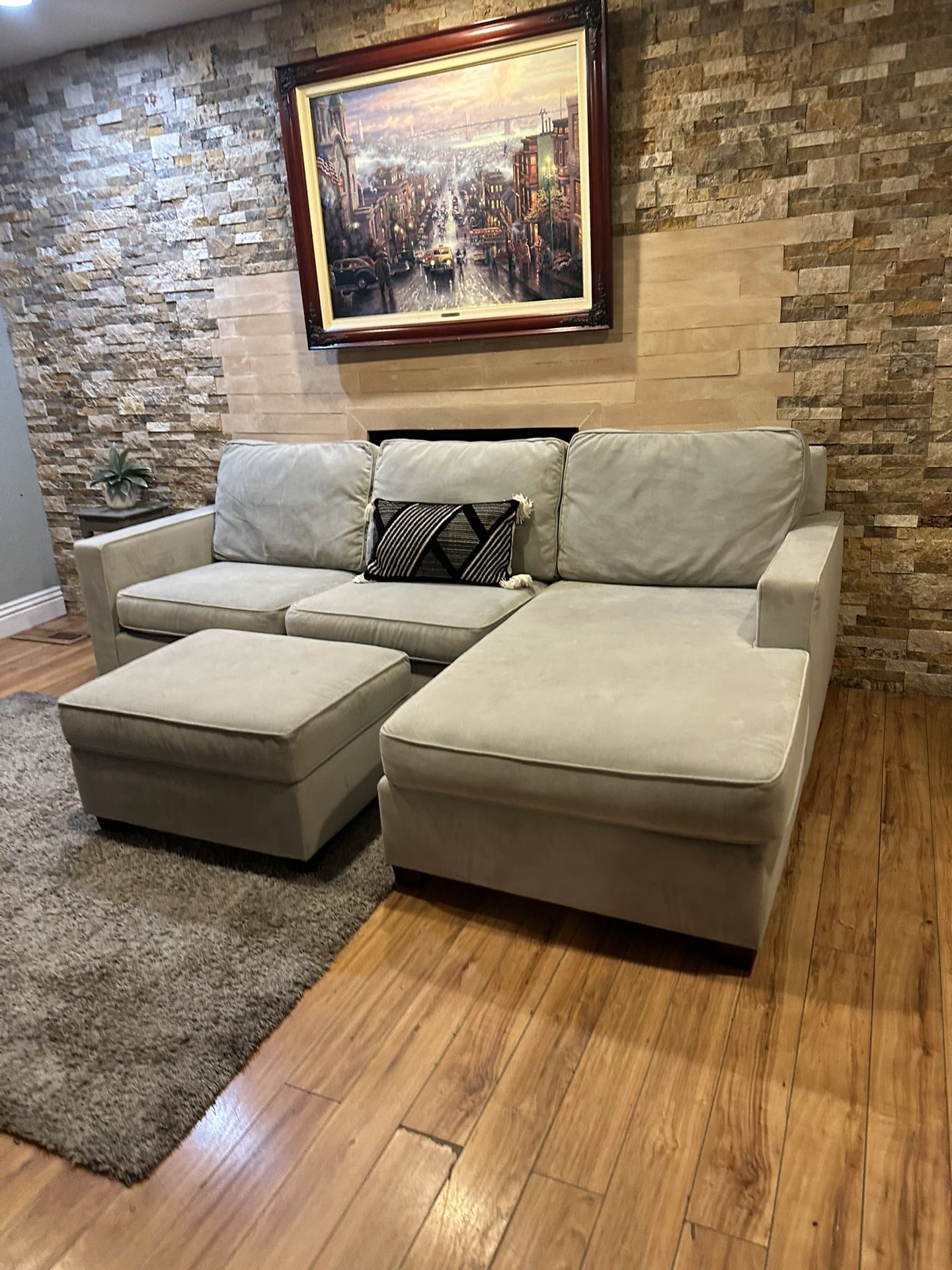 FREE DELIVERY- 2-Piece Sectional Sofa Set W Ottoman
