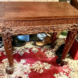 Antique Chinese Table Profusely Carved