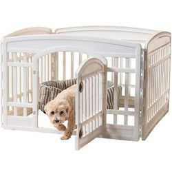 IRIS USA 24" Exercise 4-Panel Pet Playpen with door , Dog Playpen For Puppy Small Dogs