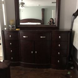 King Head/footboard, Chest Of Drawers, Dresser, Armoire. Solid Wood.