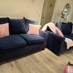 Sofa And Loveseat Navy Blue 