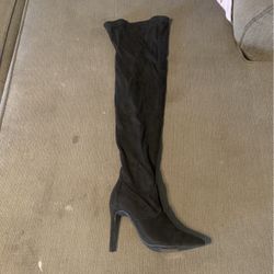 Suede Black Thigh High Boot 