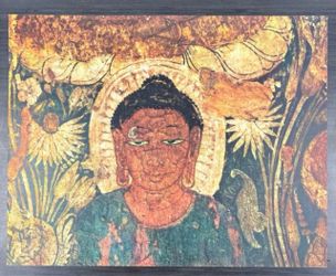 Buddha Original Antique Vintage Fine Art INDIA Print Poster Ajanta Caves Wall Painting 1950’s Italy Printed Collectible Abundance Ephemera HILLCREST