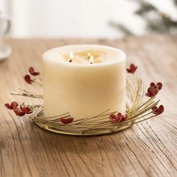 Metal Wreaths Gold With Red Blossom