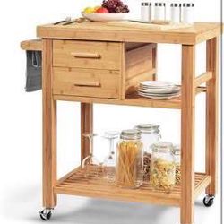 Assembled New Rolling Kitchen Island Cart with Drawers Shelves Towel Rack Locking Casters Butcher