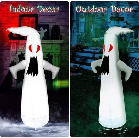 Halloween Decorations Outdoor, Halloween Decorations Red-Eye Ghost with 100 LEDs, 5 FT Collapsible Halloween Outdoor Decorations, Wea