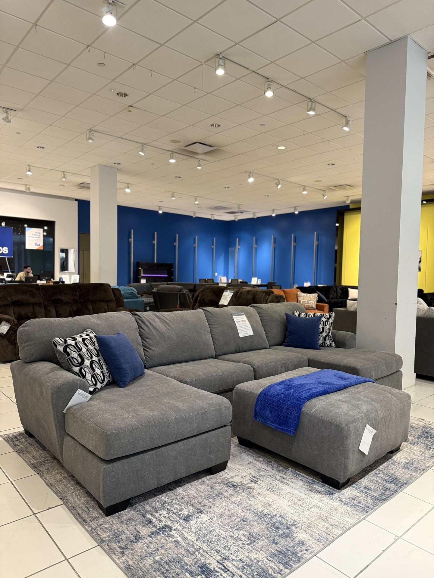 LARGE Double Chaise Sectional Couch w/ Ottoman 🤩 Birkdale Court by Ashley 🏡