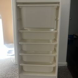White Storage Bin Cabinet